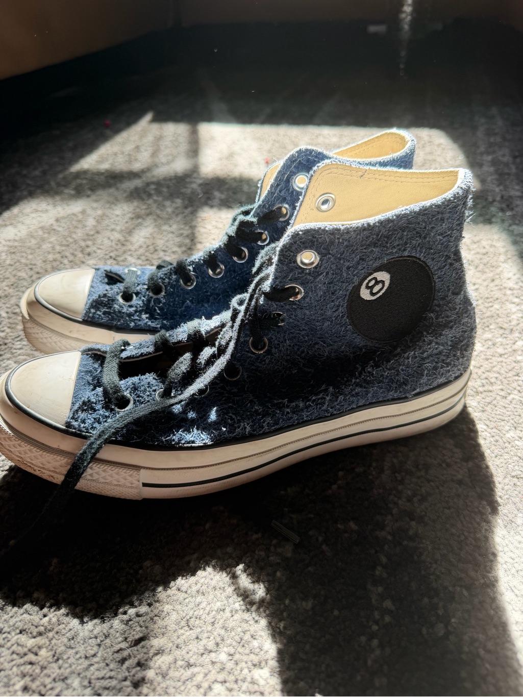 Converse High Top Sneakers - Navy Fuzzy With Black Patch